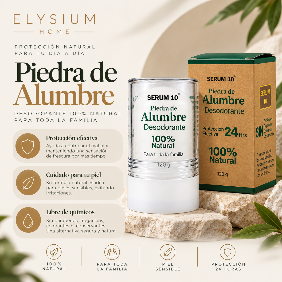 Piedra de Alumbre Natural · Desodorante Mineral